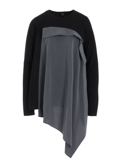 CREPE de CHINE/COTTON JERSEY COMBINATION LONG SLEEEVE T
