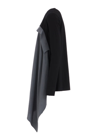 CREPE de CHINE/COTTON JERSEY COMBINATION LONG SLEEEVE T