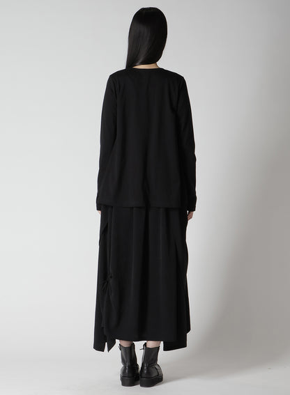 CREPE de CHINE/COTTON JERSEY COMBINATION LONG SLEEEVE T