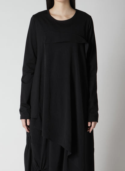 CREPE de CHINE/COTTON JERSEY COMBINATION LONG SLEEEVE T