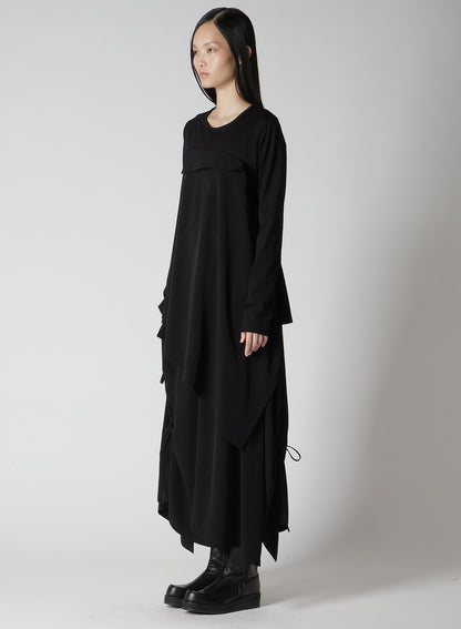 CREPE de CHINE/COTTON JERSEY COMBINATION LONG SLEEEVE T