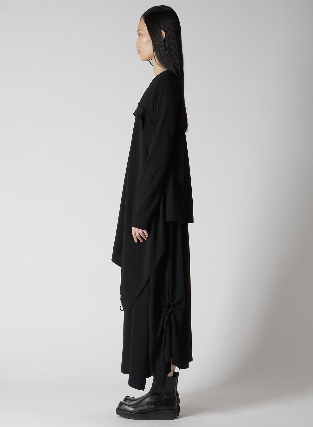 CREPE de CHINE/COTTON JERSEY COMBINATION LONG SLEEEVE T
