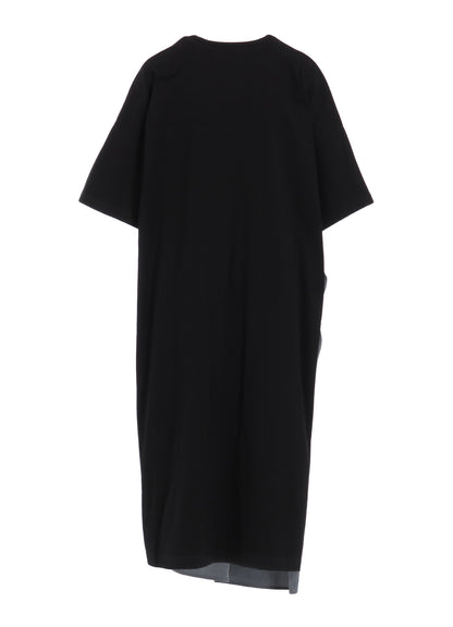 CREPE de CHINE/COTTON JERSEY COMBINATION HALF SLEEVE DRESS