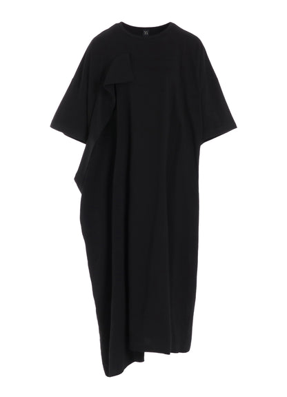 CREPE de CHINE/COTTON JERSEY COMBINATION HALF SLEEVE DRESS