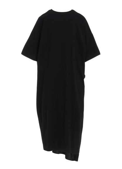 CREPE de CHINE/COTTON JERSEY COMBINATION HALF SLEEVE DRESS