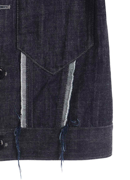 8OZ UNTRIMMED PANEL DENIM JACKET