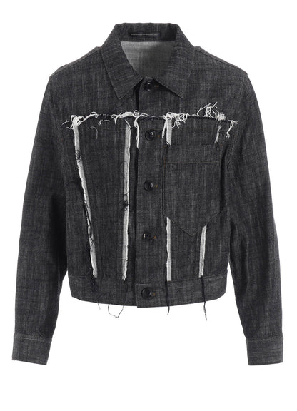 8OZ UNTRIMMED PANEL DENIM JACKET