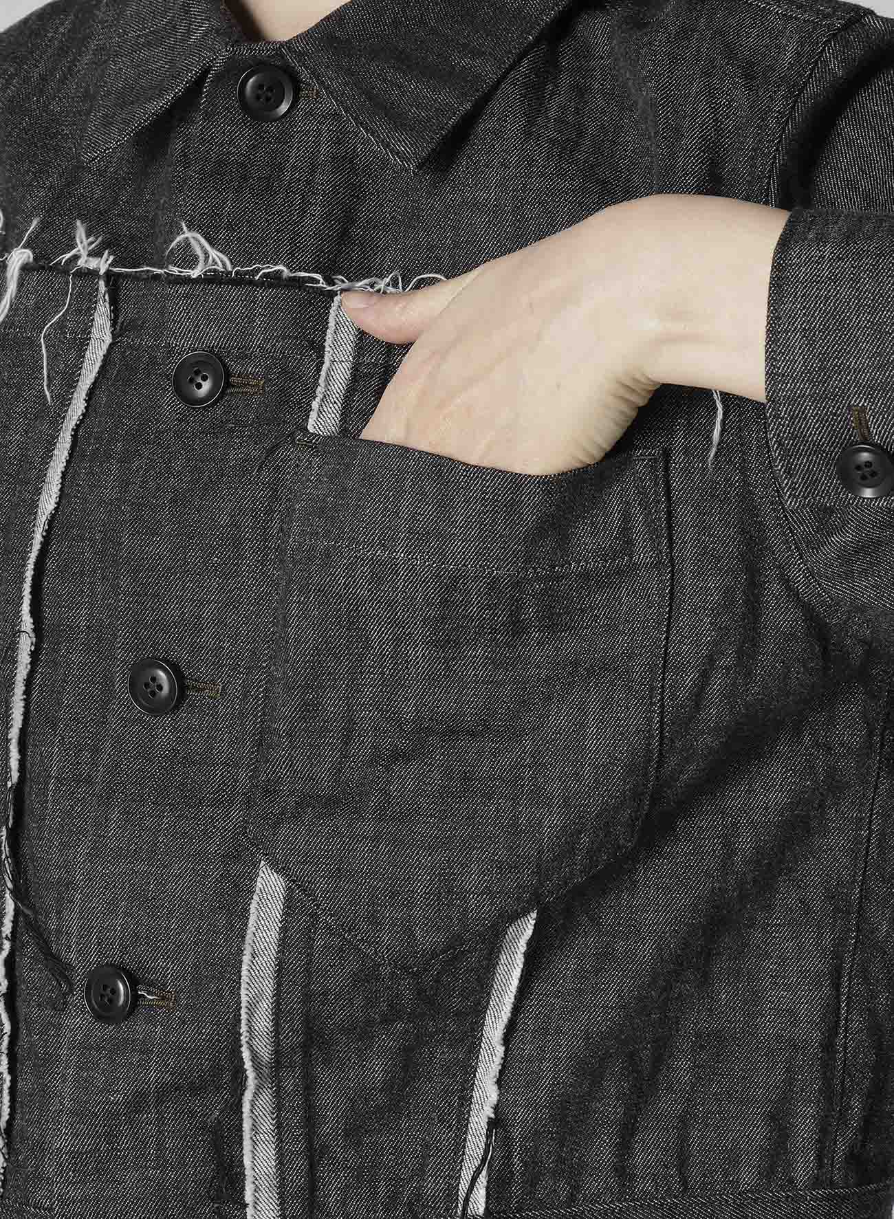 8OZ UNTRIMMED PANEL DENIM JACKET
