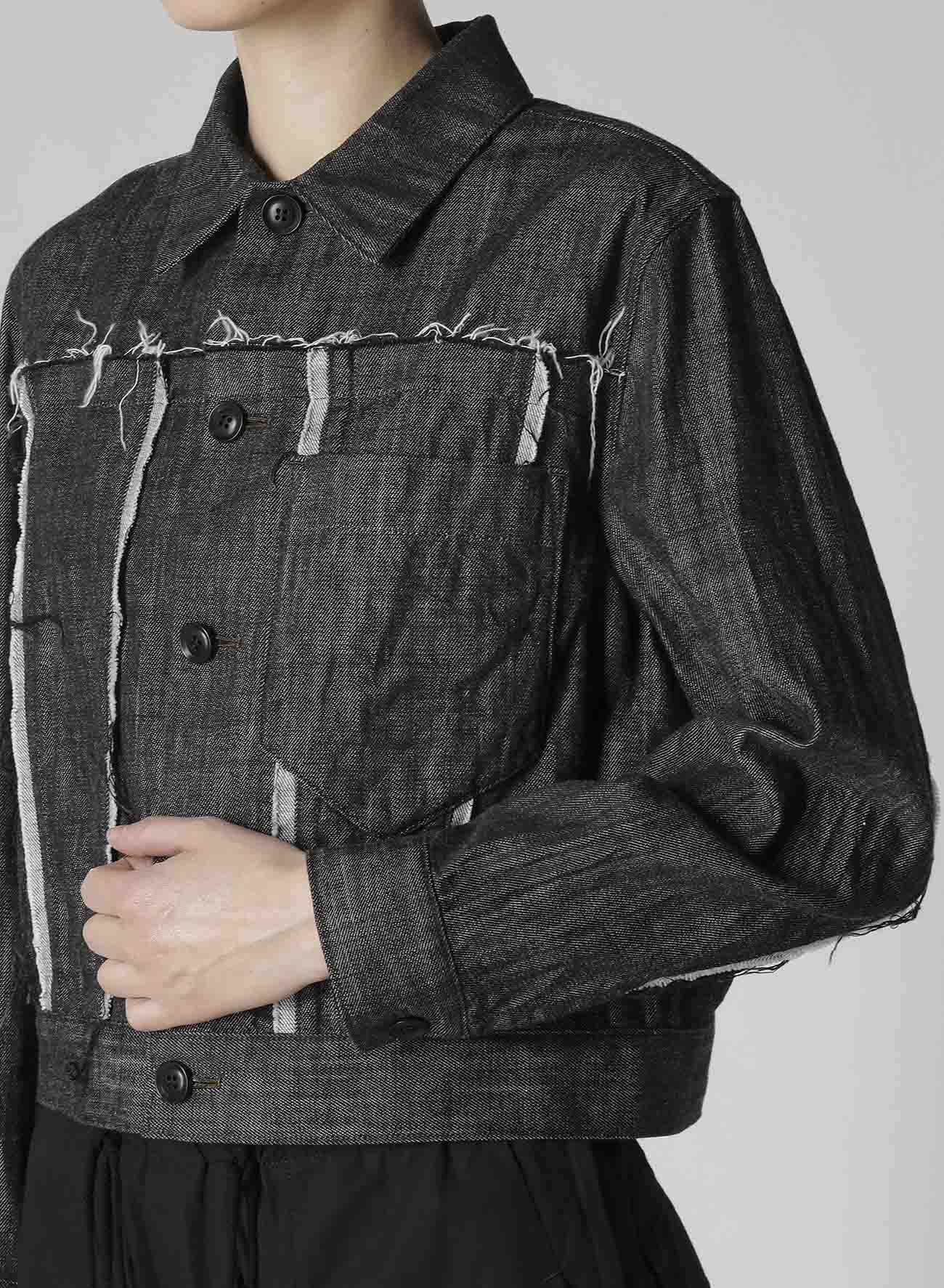 8OZ UNTRIMMED PANEL DENIM JACKET