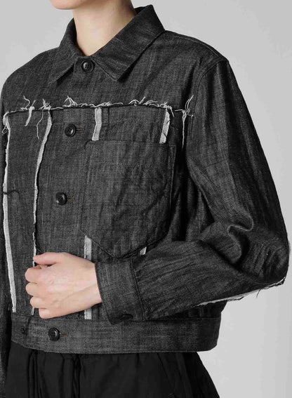 8OZ UNTRIMMED PANEL DENIM JACKET