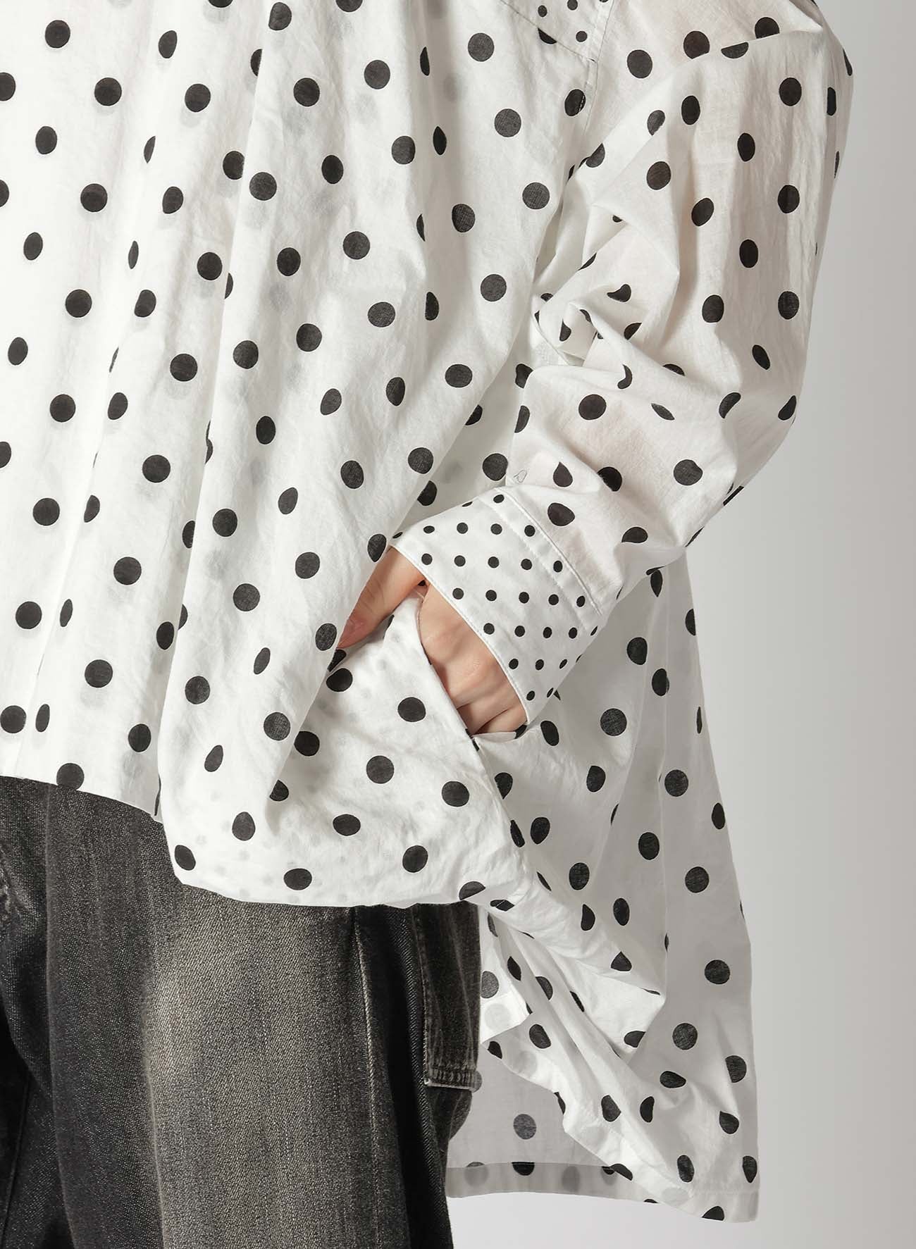 60/- COTTON LAWN DOT PRINT LONG SLEEVE BLOUSE