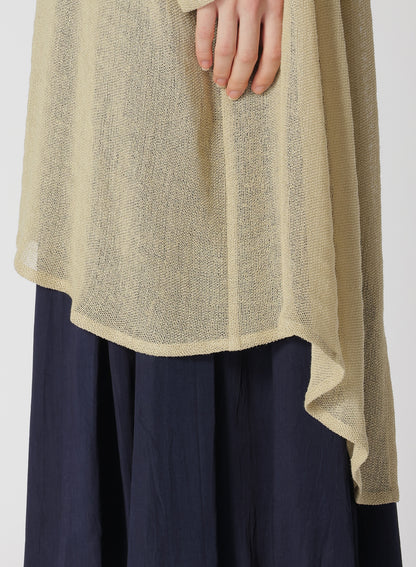 LENO CLOTH SHAWL COLLAR LONG CARDIGAN