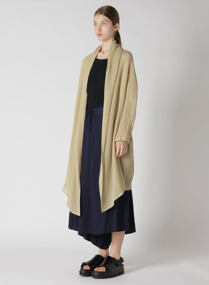 LENO CLOTH SHAWL COLLAR LONG CARDIGAN