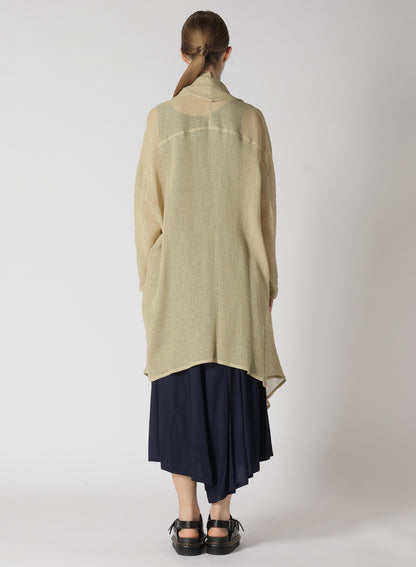 LENO CLOTH SHAWL COLLAR LONG CARDIGAN