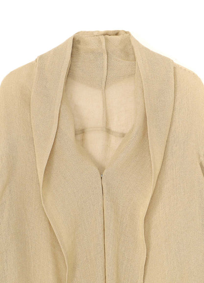 LENO CLOTH SHAWL COLLAR LONG CARDIGAN