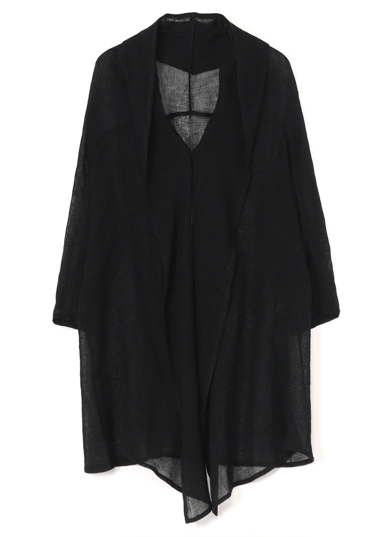 LENO CLOTH SHAWL COLLAR LONG CARDIGAN