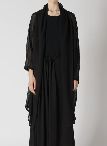 LENO CLOTH SHAWL COLLAR LONG CARDIGAN