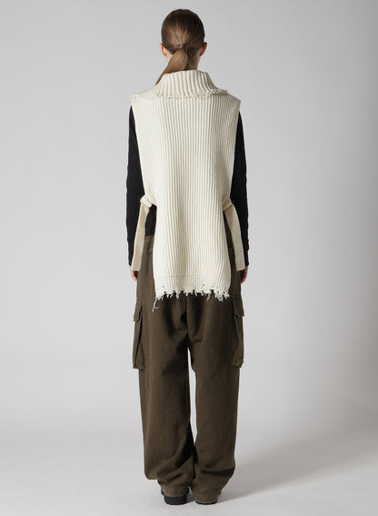 LAMB WOOL DAMAGED KNIT VEST