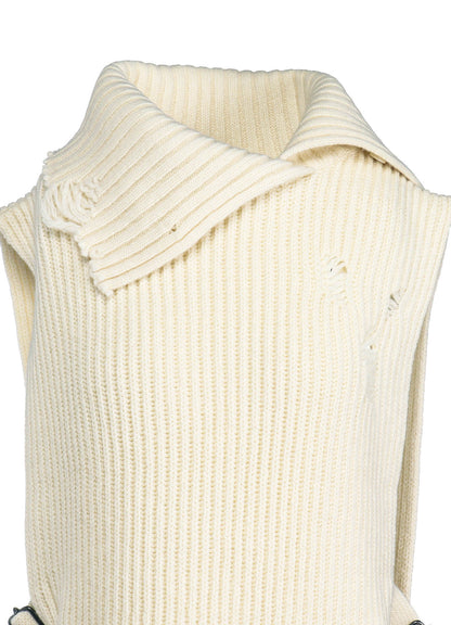 LAMB WOOL DAMAGED KNIT VEST