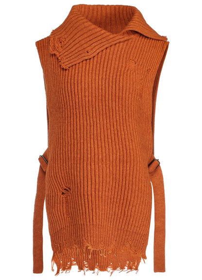 LAMB WOOL DAMAGED KNIT VEST