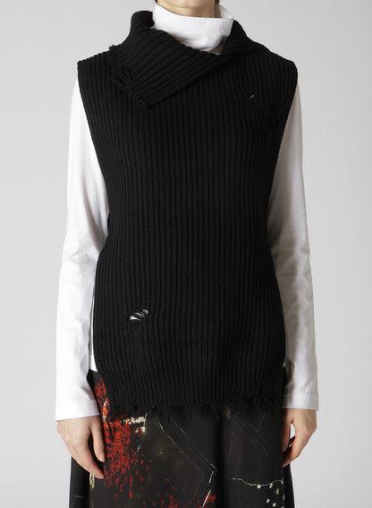 LAMB WOOL DAMAGED KNIT VEST