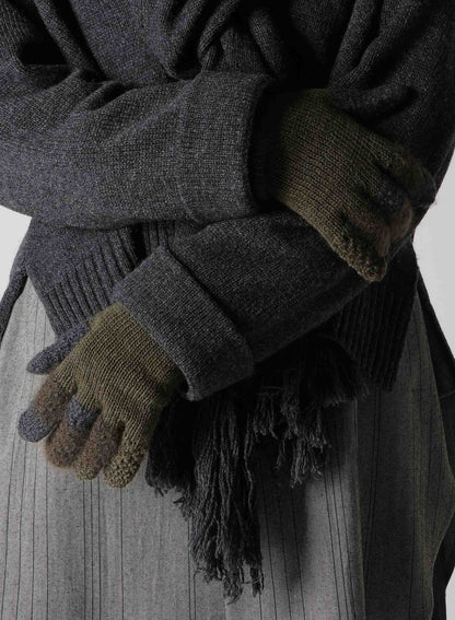 W SLUB×MOHAIR PATCHED SHORT GLOVES