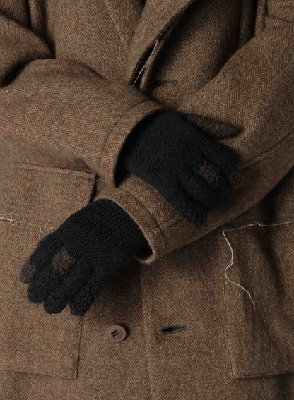 W SLUB×MOHAIR PATCHED SHORT GLOVES