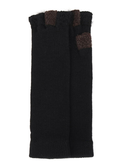 W SLUB×MOHAIR PATCHED FINGERLESS LONG GLOVES