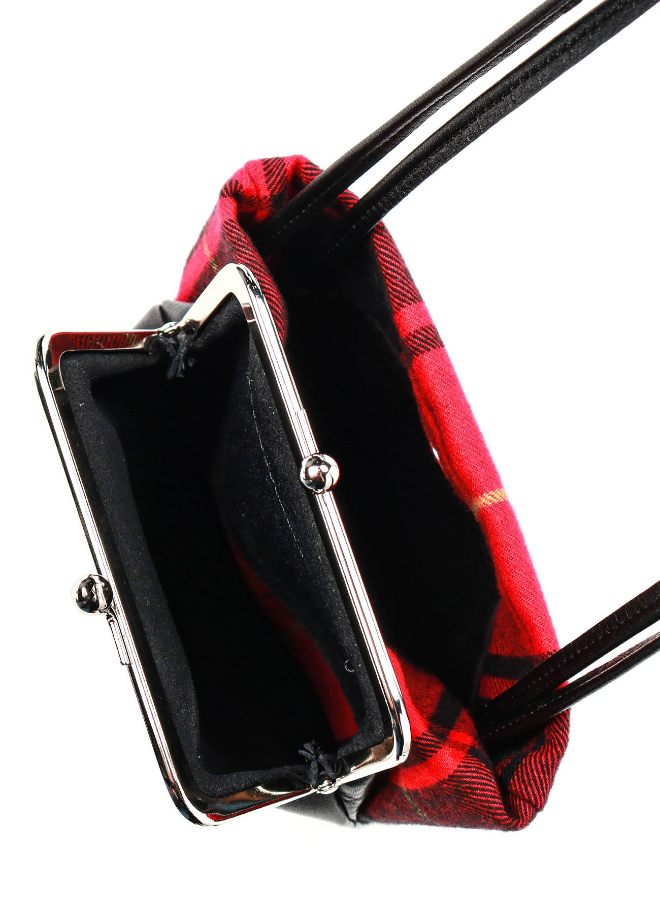 COW LEATHER × TARTAN CHECK CLASP POCHETTE