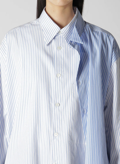 STRIPE DOUBLE LAYERED WING COLLAR SHIRT