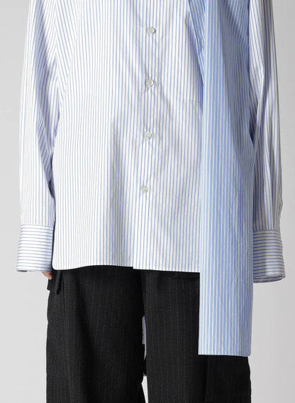 STRIPE DOUBLE LAYERED WING COLLAR SHIRT