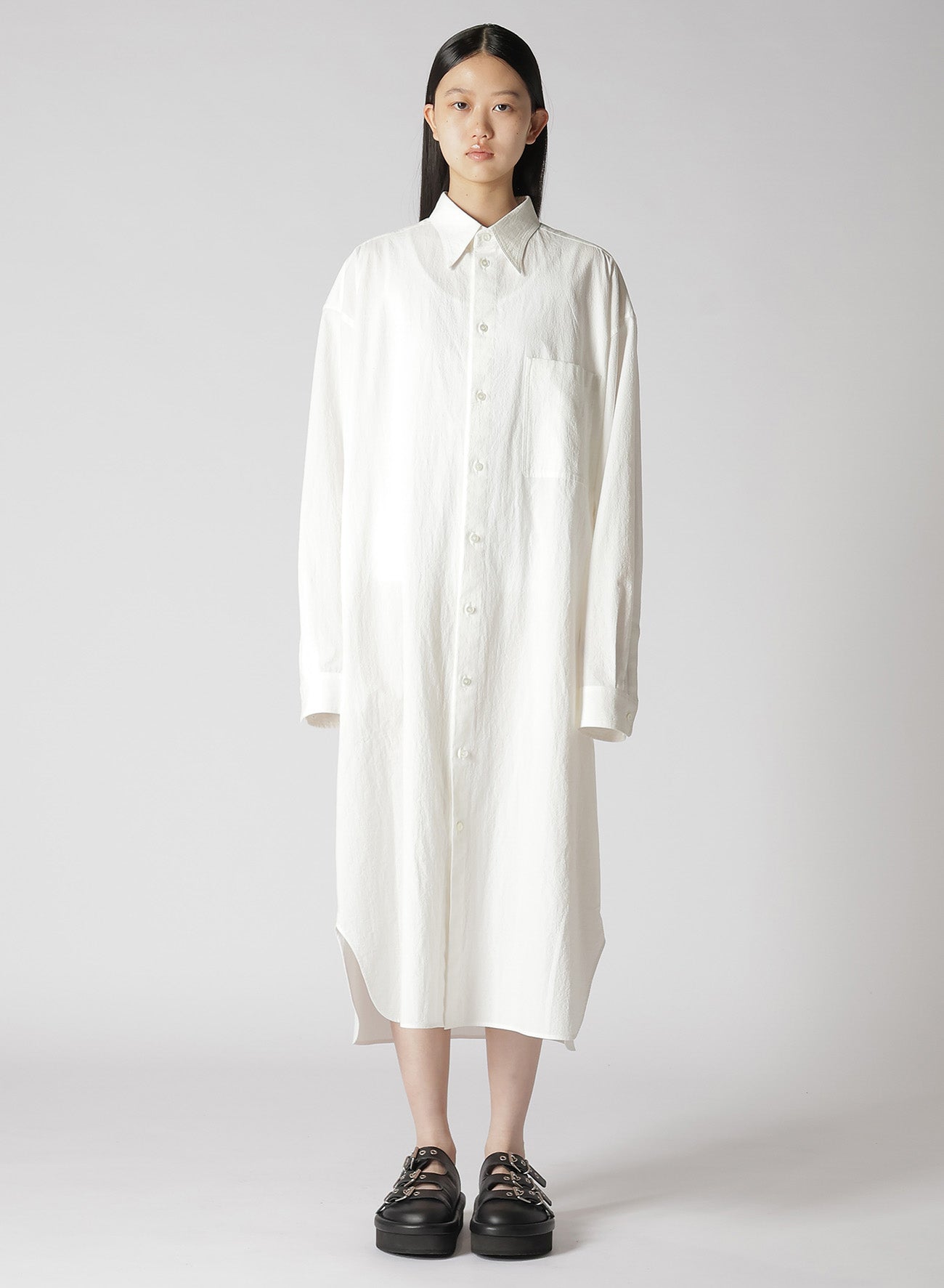 HIGH TWISTED COTTON LONG SHIRT