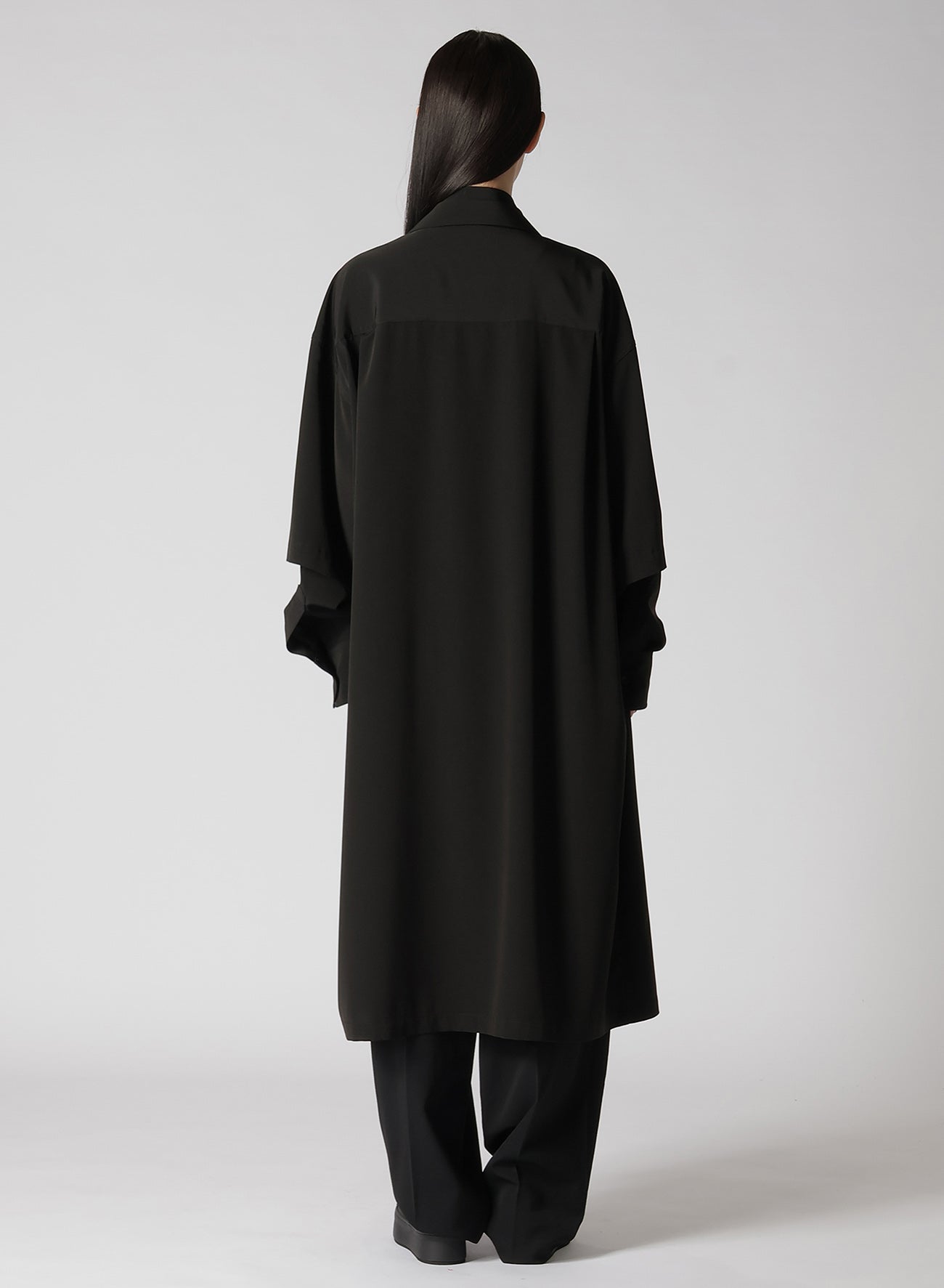 TRIACETATE/POLYESTER DOUBLE LAYERED LONG SHIRT