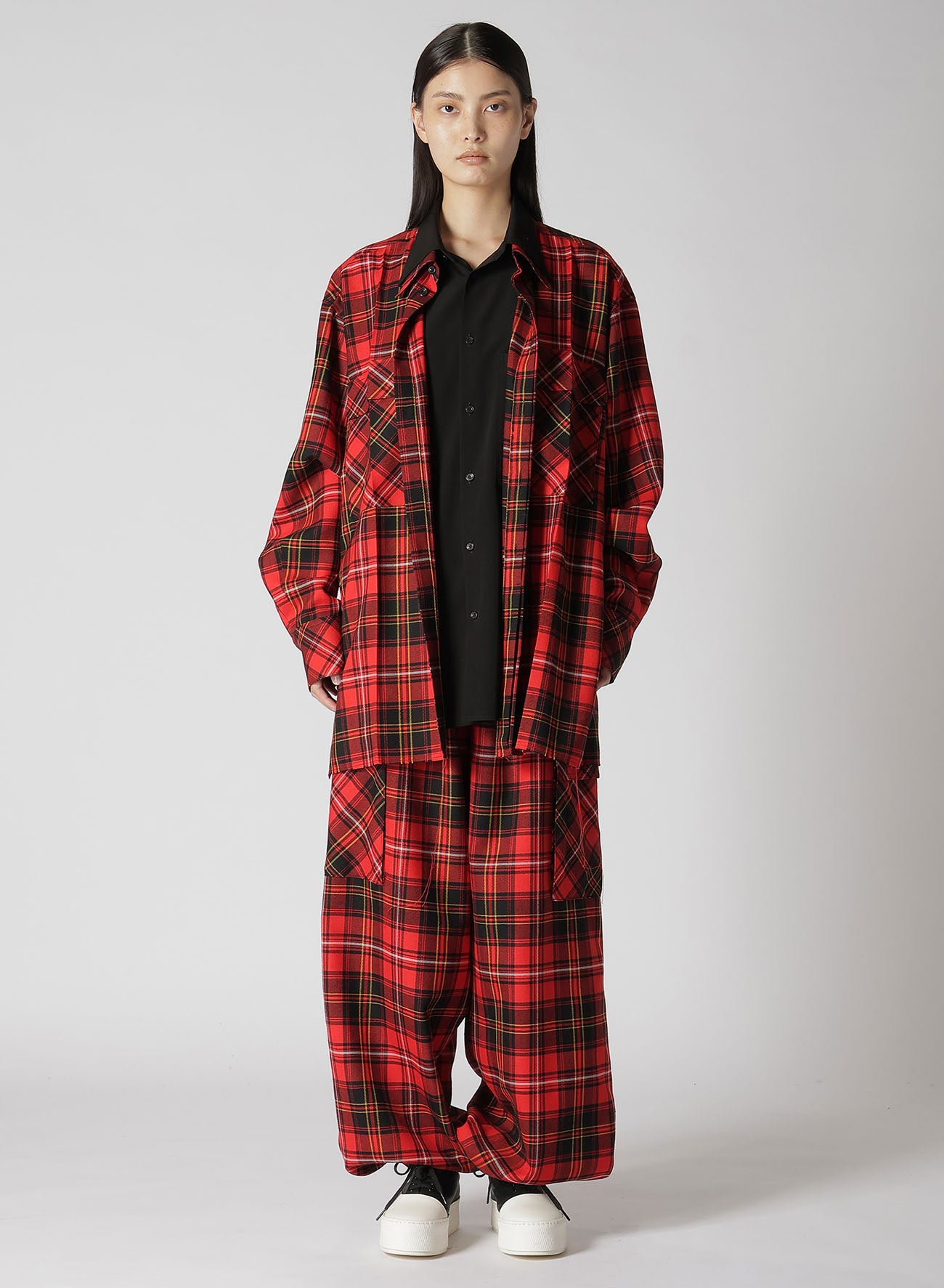 TARTAN CHECK DOUBLE LAYERED SHIRT