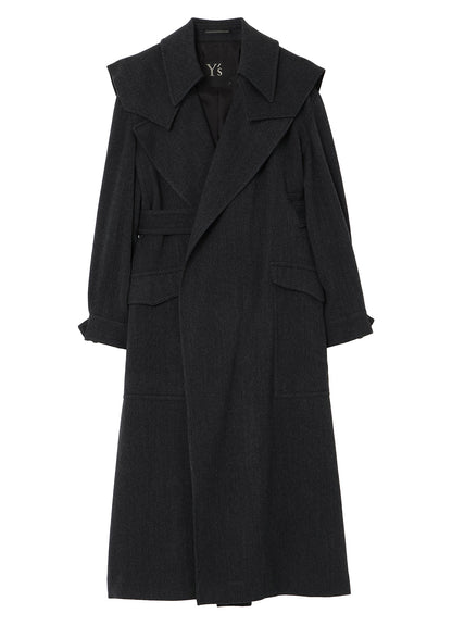 STRETCH FLANNEL TRENCH COAT