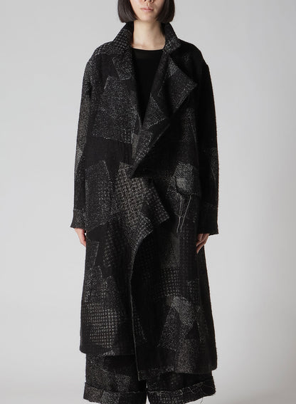 WOOL COTTON RANDOM HOUNDSTOOTH JQ LEFT FRONT CUT COAT