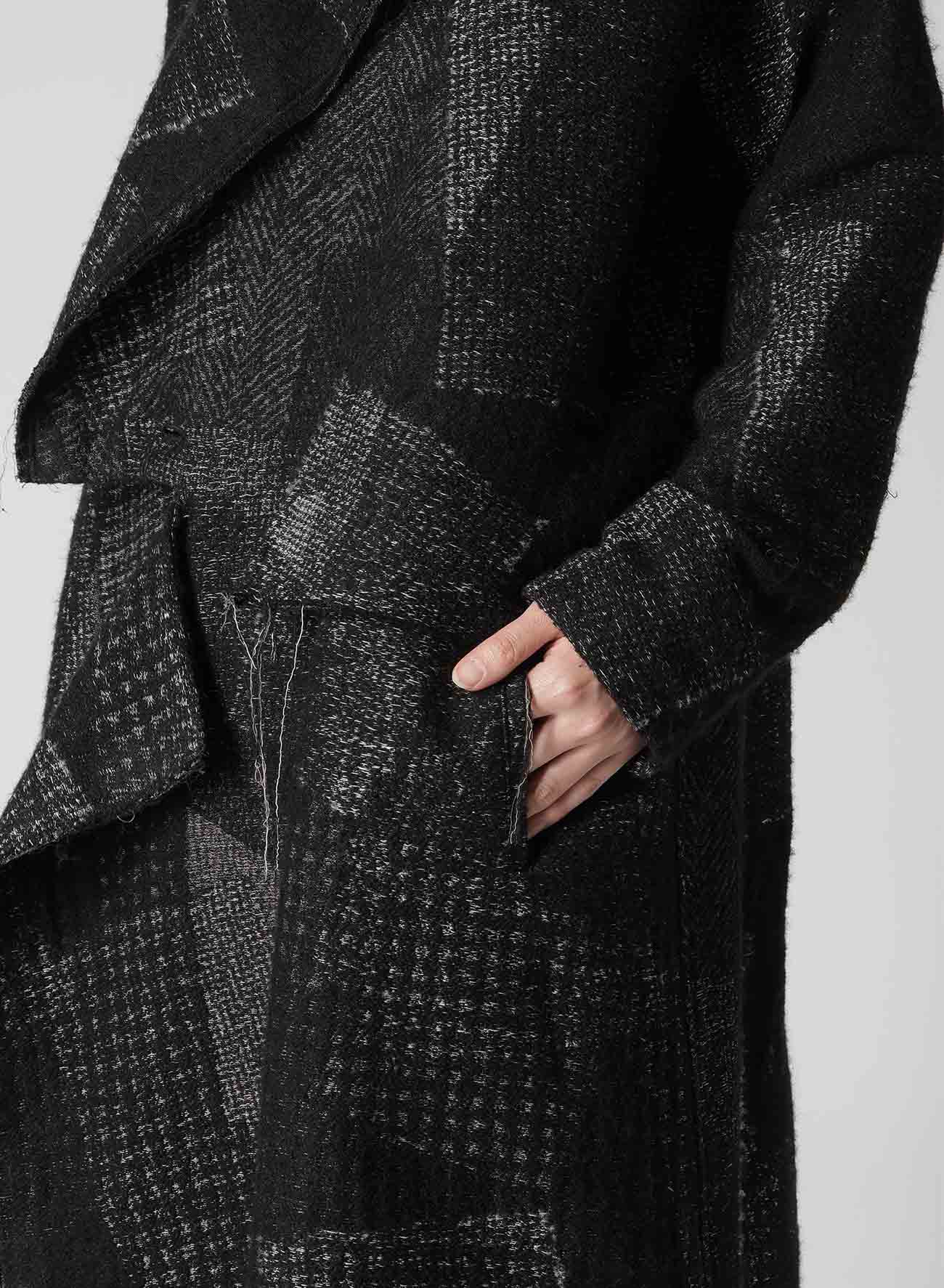 WOOL COTTON RANDOM HOUNDSTOOTH JQ LEFT FRONT CUT COAT