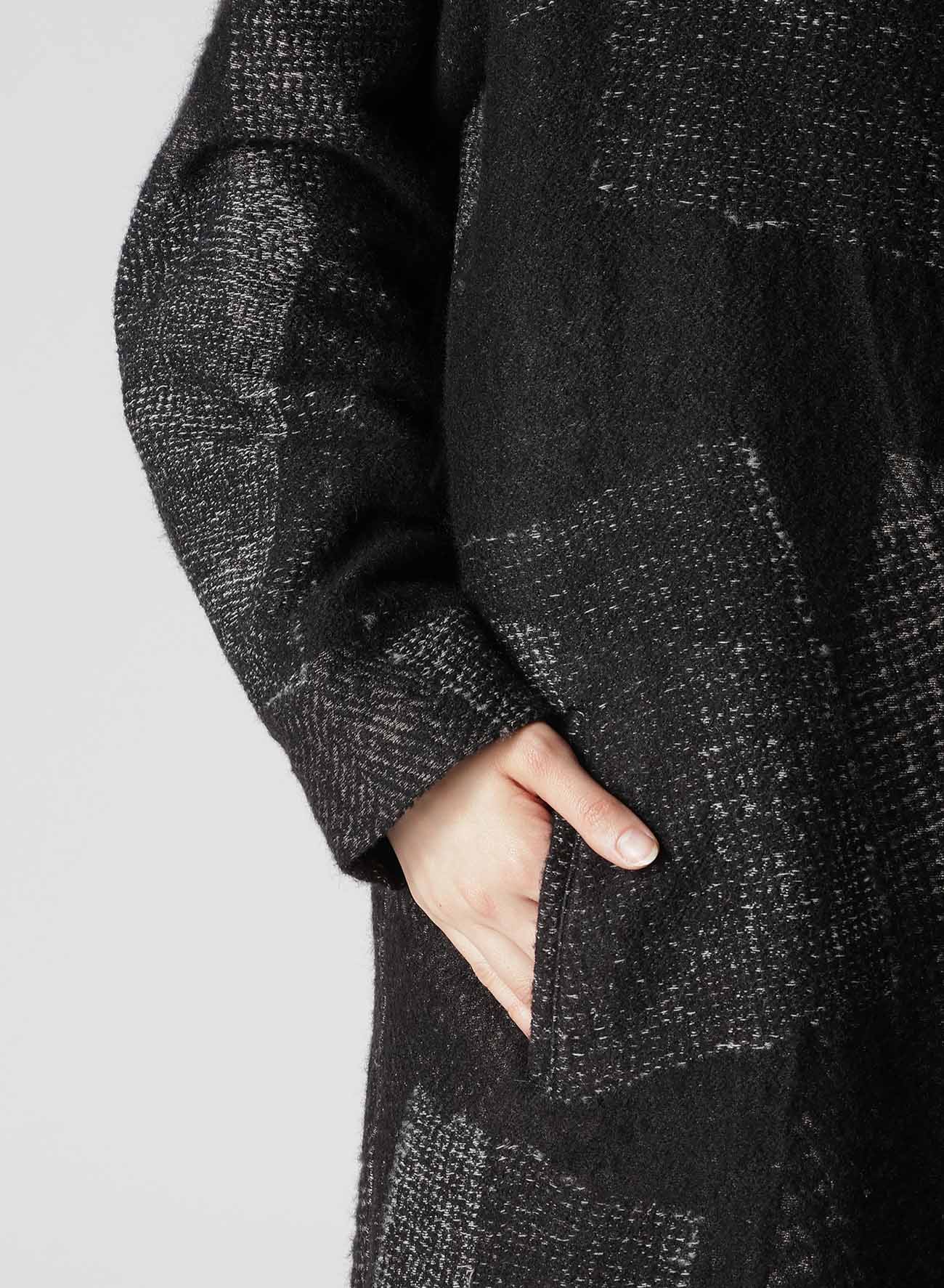 WOOL COTTON RANDOM HOUNDSTOOTH JQ LEFT FRONT CUT COAT