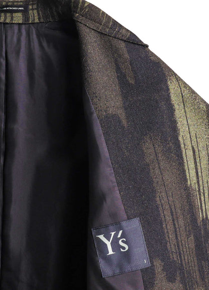 【10/4 12:00(JST) Release】WOOL FLANNEL LOGO SCRIBBLE LEFT FRONT CUT COAT