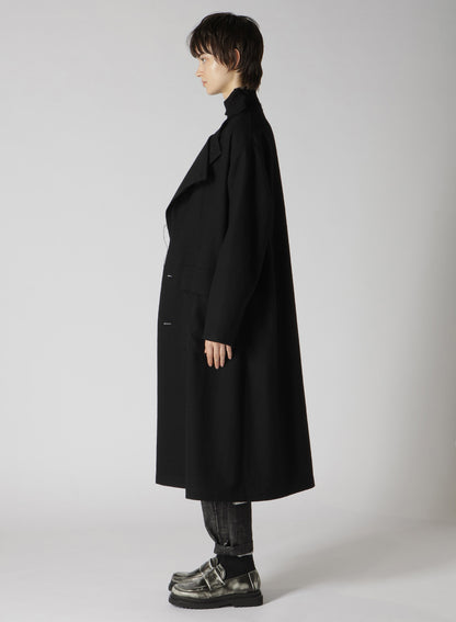 MILLING WOOL SERGE COLLARLESS WIND BREAKER COAT