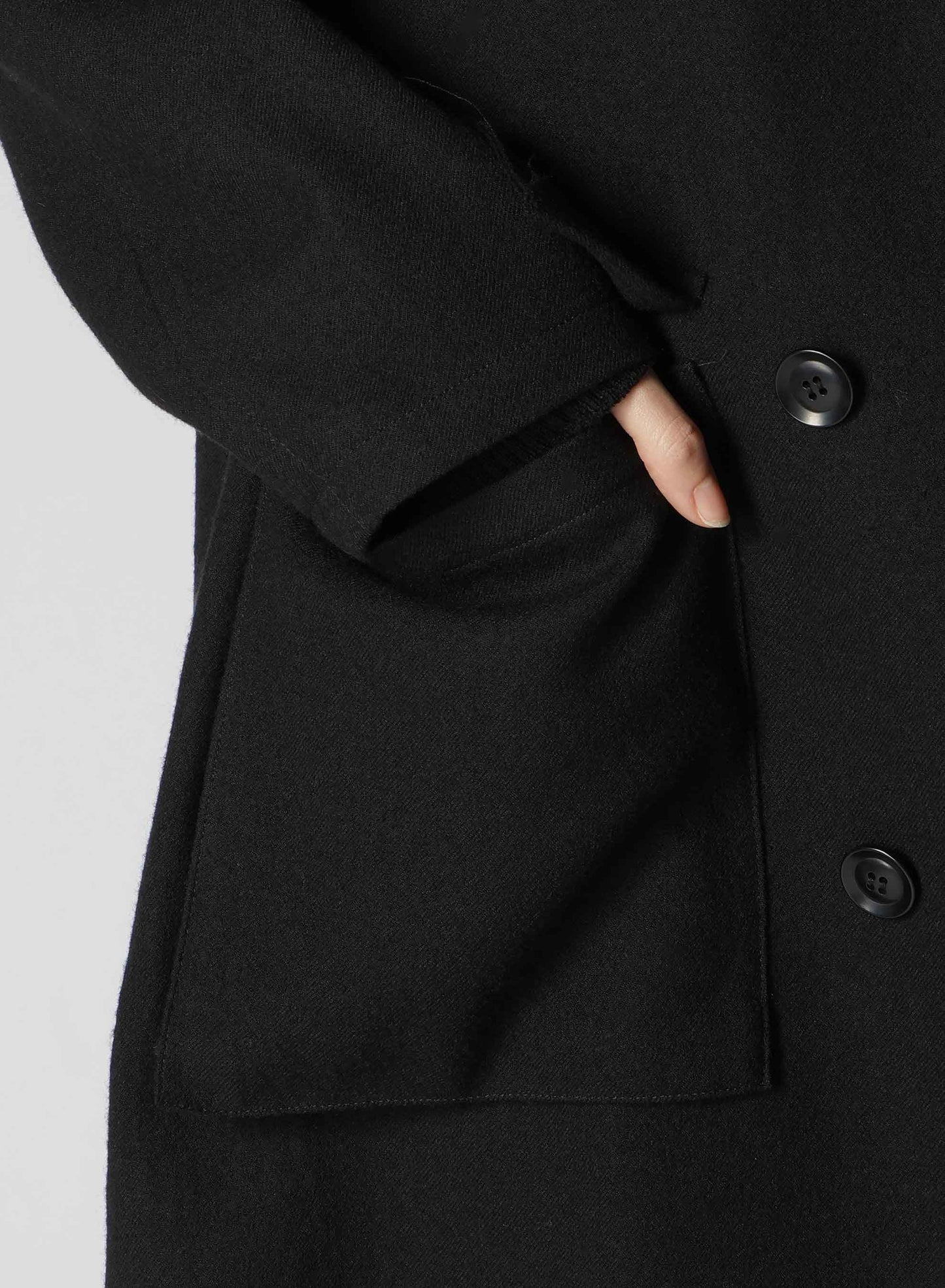 MILLING WOOL SERGE COLLARLESS WIND BREAKER COAT