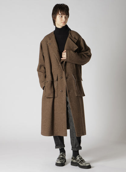 【11/1 12:00(JST) Release】W/LI HERRINGBONE COLLARLESS COAT