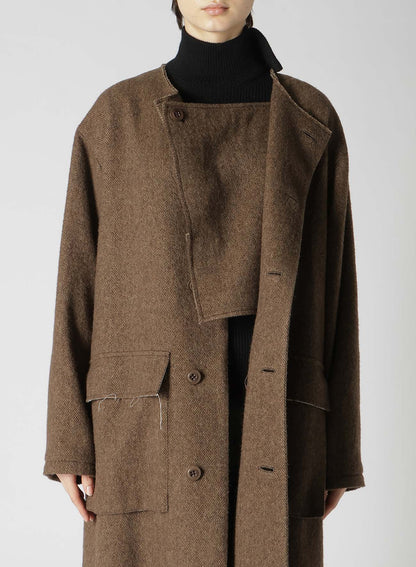 【11/1 12:00(JST) Release】W/LI HERRINGBONE COLLARLESS COAT