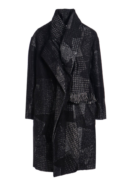 WOOL COTTON RANDOM HOUNDSTOOTH JQ SCARF COAT