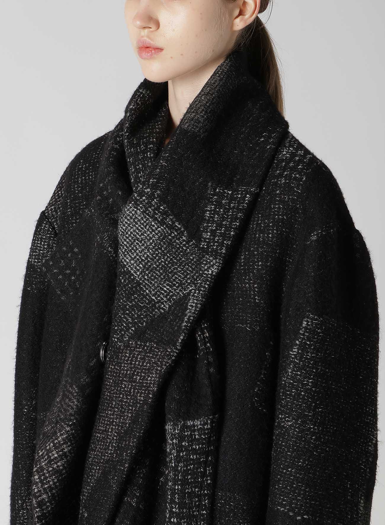 WOOL COTTON RANDOM HOUNDSTOOTH JQ SCARF COAT