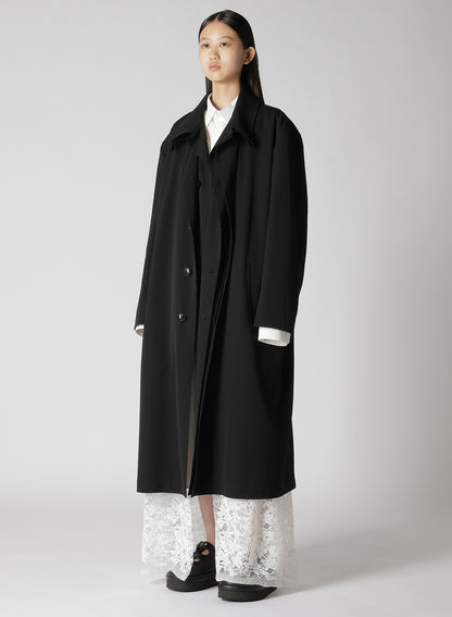 HIGH TWISTED WASHER WOOL GABARDINE DOUBLE LAYERED COAT