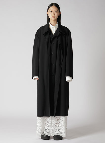 HIGH TWISTED WASHER WOOL GABARDINE DOUBLE LAYERED COAT