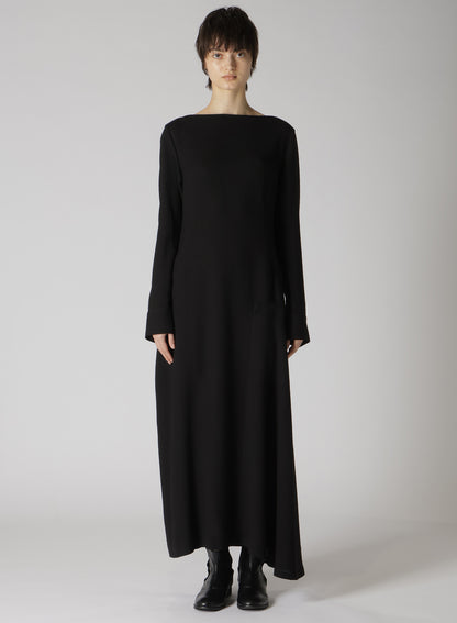W/RY GAUZE WASHER COLLARLESS DRESS