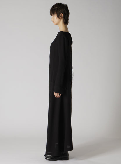 W/RY GAUZE WASHER COLLARLESS DRESS