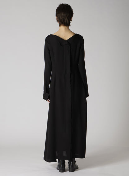W/RY GAUZE WASHER COLLARLESS DRESS